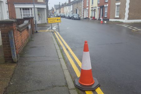 Road With Road Cone And Markings